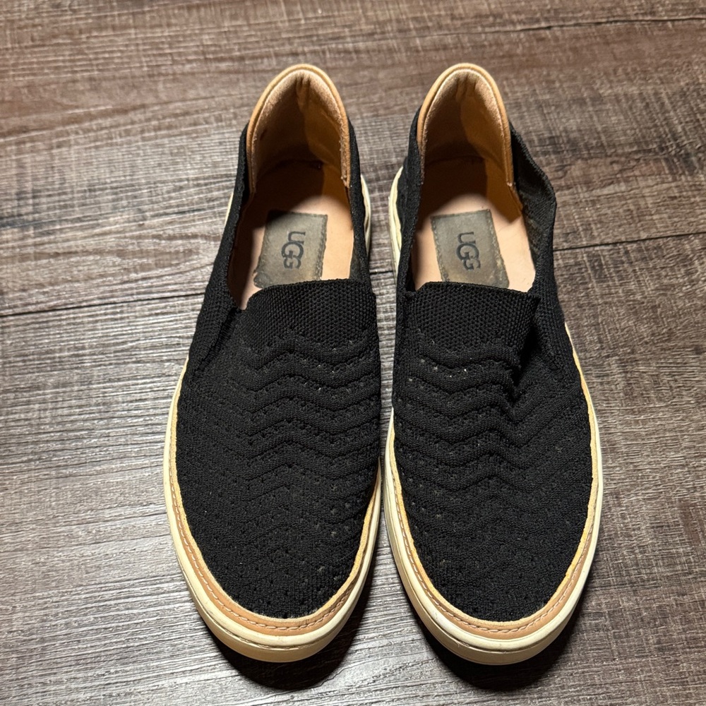 UGG Black and Tan Women's Slip-On Loafers
